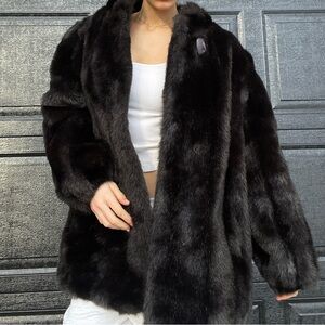 Vintage Black Faux Fur Coat